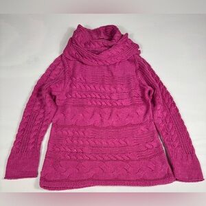 Banana Republic Cowl Neck Cable Knit Sweater Pink Women’s XL